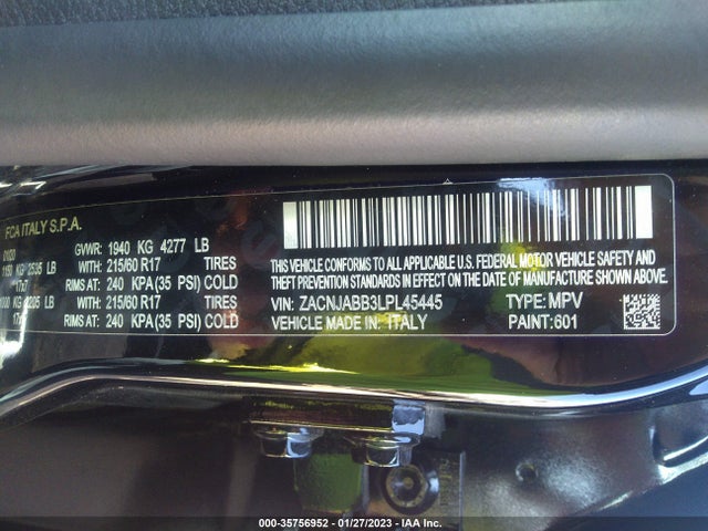 2020 Jeep Renegade, VIN: ZACNJABB3LPL45445