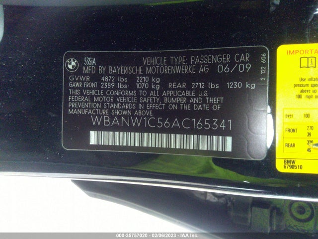 2010 BMW 5 SERIES 535I VIN: WBANW1C56AC165341