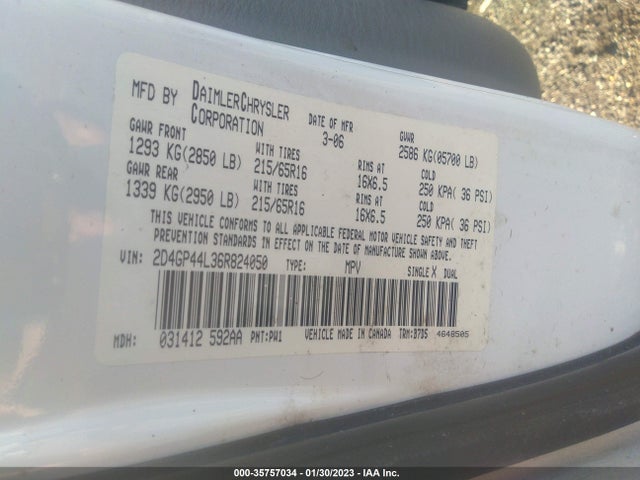 Dodge Grand Caravan Sxt 2006 2D4GP44L36R824050 Image 10
