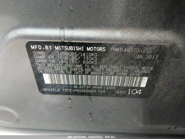 Mitsubishi MIRAGE G4 2017 ML32F3FJ4HHF19368 Image 9