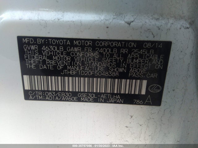 2015 Lexus IS, VIN: JTHBF1D20F5048388