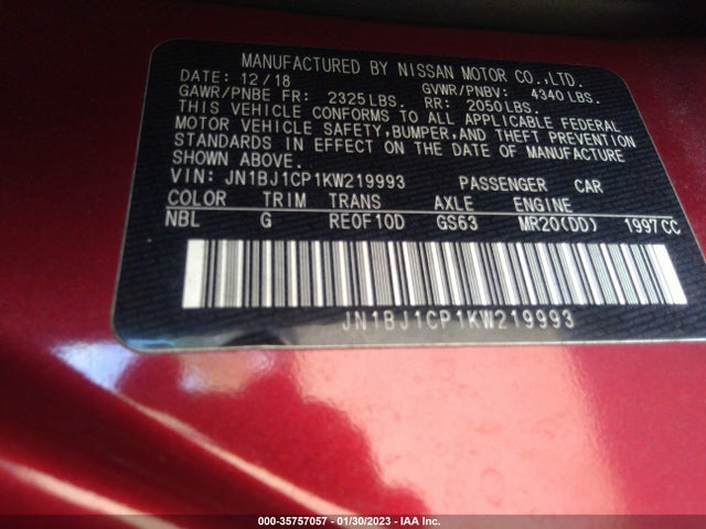 2019 Nissan Rogue, VIN: JN1BJ1CP1KW219993