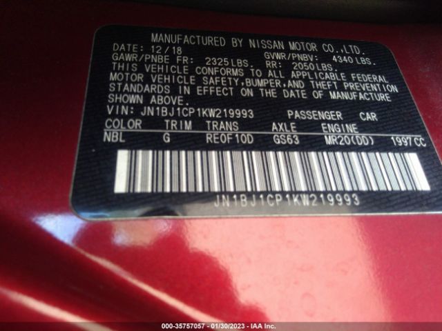 JN1BJ1CP1KW219993 Nissan Rogue Sport S