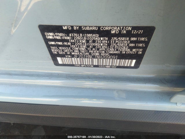 2022 Subaru Crosstrek, VIN: JF2GTHNC7NH209091