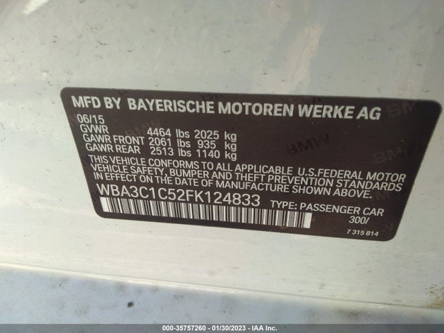 BMW 3 Series 328i 2015 WBA3C1C52FK124833 Image 10