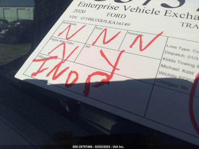 2020 Ford Transit, VIN: 1FTBR3X87LKA16149