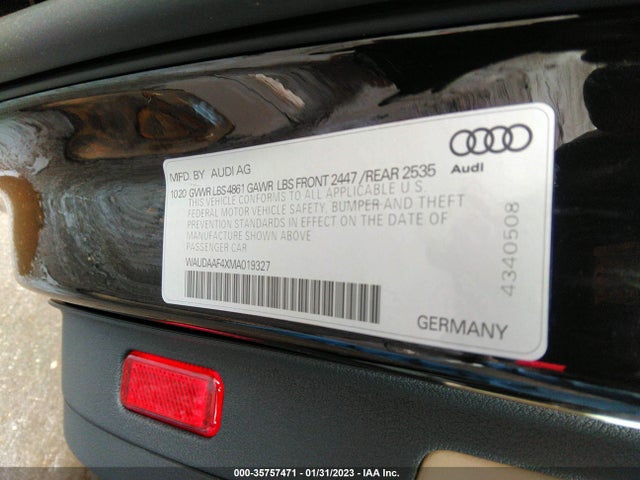 2021 Audi A4, VIN: WAUDAAF4XMA019327