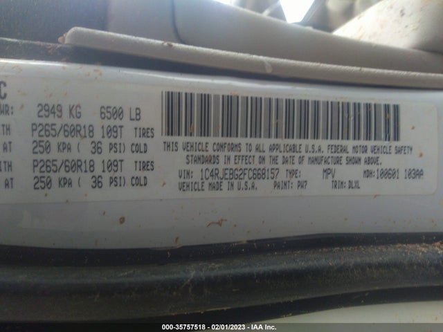 1C4RJEBG2FC668157 Jeep Grand Cherokee Limited