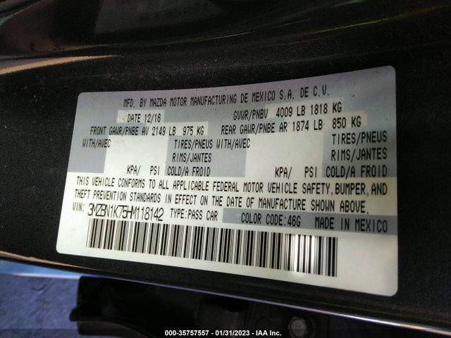 2017 Mazda 3, VIN: 3MZBN1K75HM118142