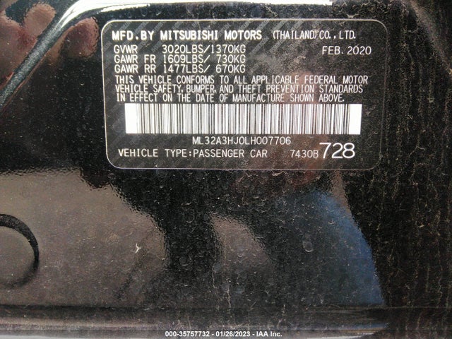 Mitsubishi Mirage Es/se 2020 ML32A3HJ0LH007706 Image 10