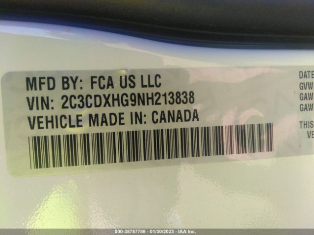 2C3CDXHG9NH213838 Dodge CHARGER GT
