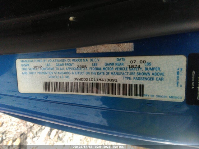 Volkswagen New Beetle 2001 3VWDD21C11M413891 Image 10