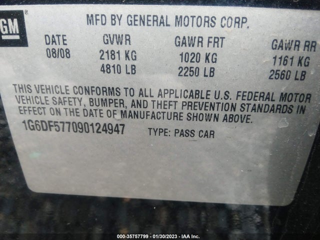 1G6DF577090124947 Cadillac Cts Rwd W/1sa
