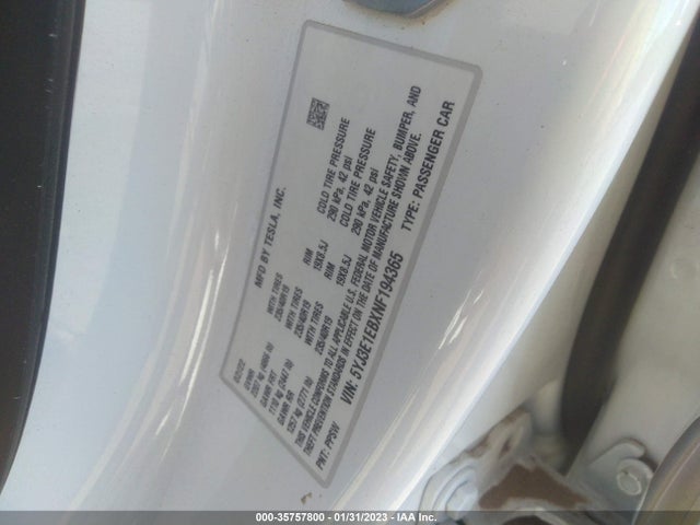 Tesla Model 3 Long Range 2022 5YJ3E1EBXNF194365 Image 10