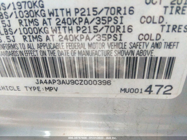 2012 MITSUBISHI OUTLANDER SPORT ES VIN: JA4AP3AU9CZ000396