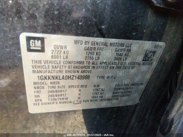 1GKKNKLA0HZ143908 GMC ACADIA SLE