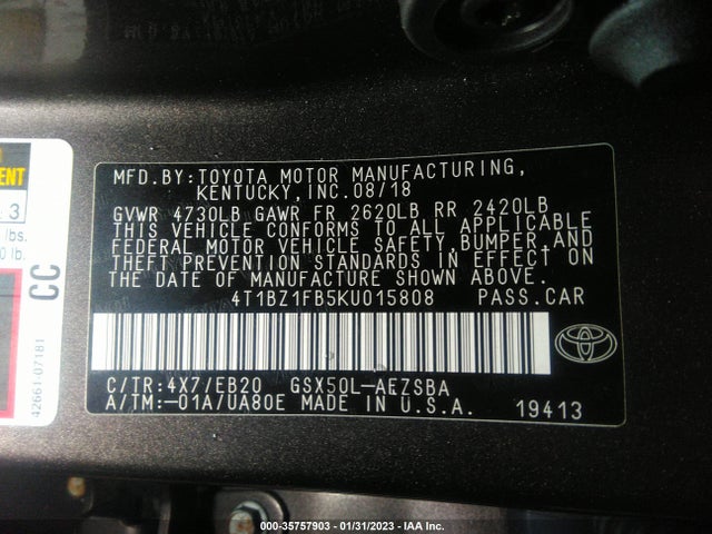2019 Toyota Avalon, VIN: 4T1BZ1FB5KU015808