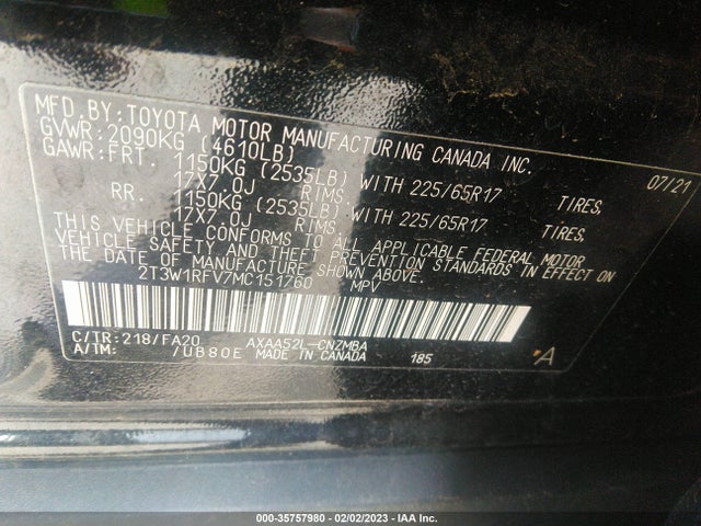Toyota Rav4 Xle 2021 2T3W1RFV7MC151760 Image 10
