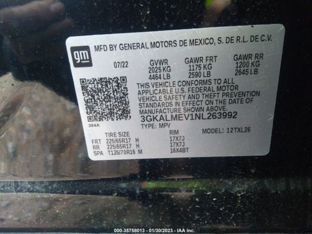 3GKALMEV1NL263992 GMC Terrain Sle