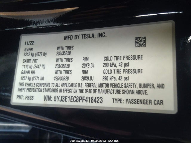 Tesla Model 3 Performance 2023 5YJ3E1EC8PF418423 Image 10