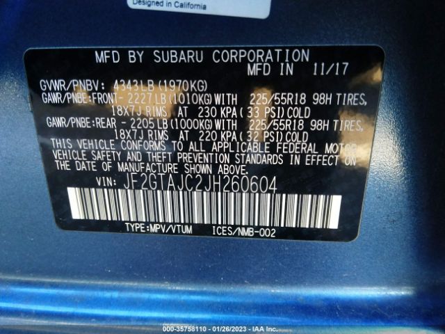JF2GTAJC2JH260604 Subaru Crosstrek Limited