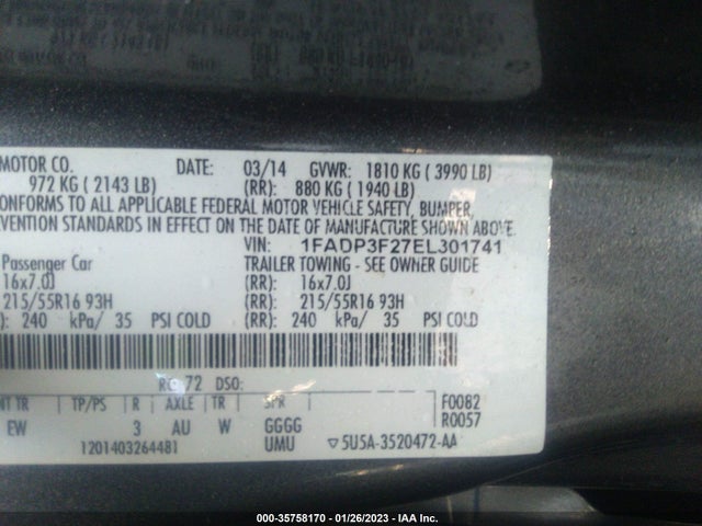 Ford FOCUS SE 2014 1FADP3F27EL301741 Image 9