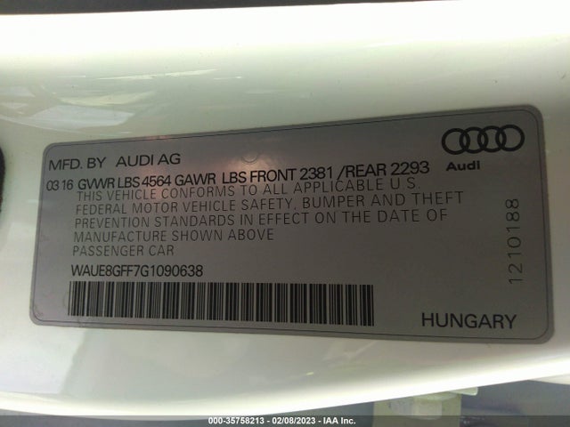 WAUE8GFF7G1090638 Audi A3 2.0t Premium Plus