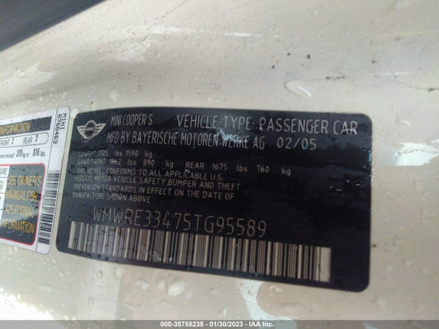 WMWRE33475TG95589 Mini Cooper Hardtop S