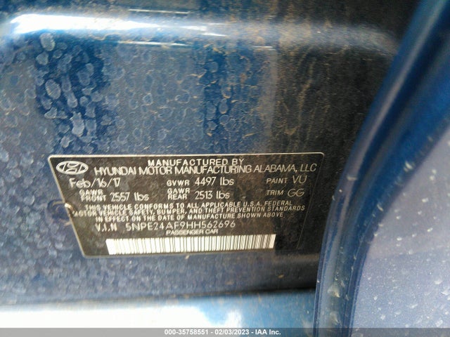 2017 Hyundai Sonata, VIN: 5NPE24AF9HH562696