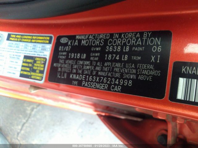 KNADE163X76234998 KIA Rio5 Sx
