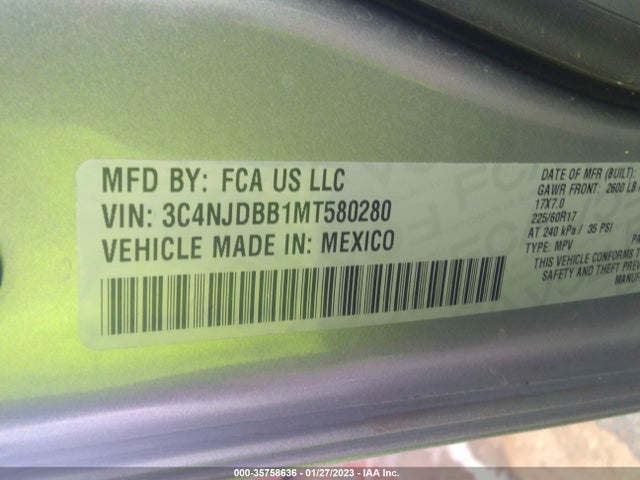 2021 Jeep Compass, VIN: 3C4NJDBB1MT580280