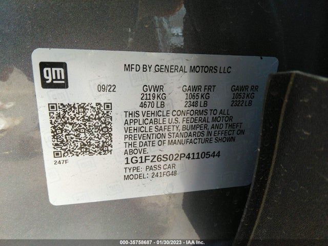 2023 Chevrolet Bolt EV, VIN: 1G1FZ6S02P4110544
