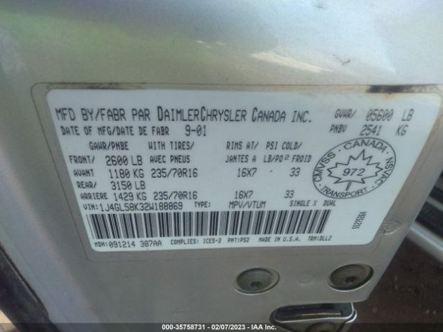 1J4GL58K32W188869 Jeep Liberty Limited