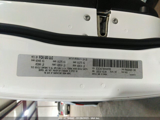 2019 DODGE CHARGER VIN: 2C3CDXCT0KH549782