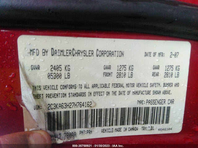 Chrysler 300 C 2007 2C3KA63H27H764162 Image 10