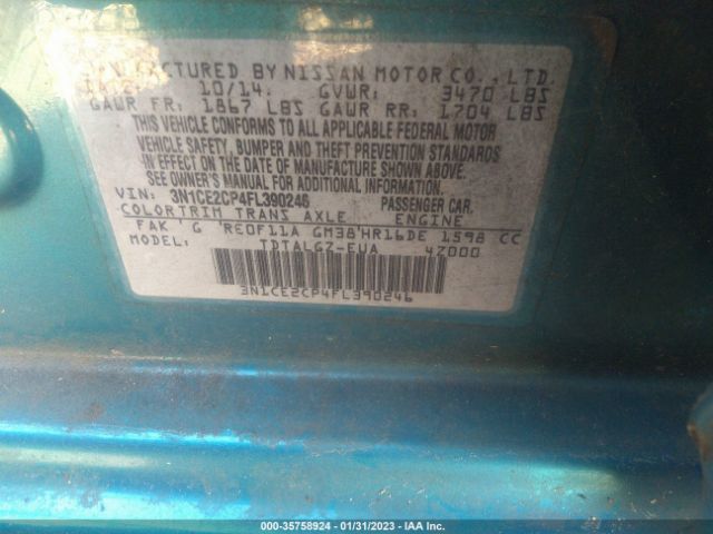 3N1CE2CP4FL390246 Nissan Versa Note Sr