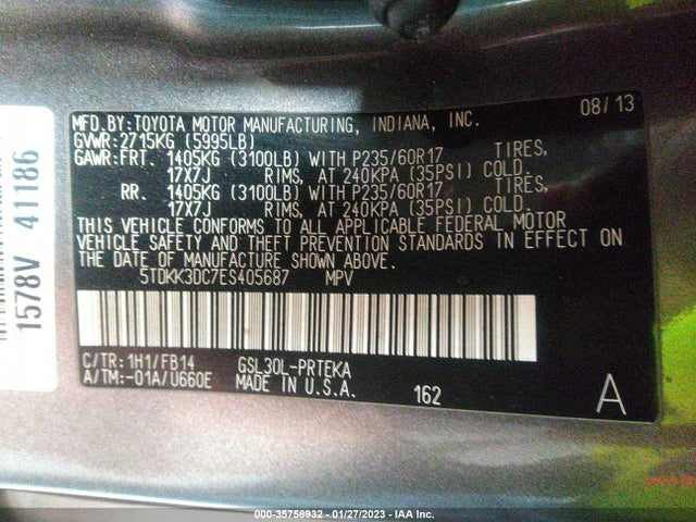 Toyota SIENNA LE 2014 5TDKK3DC7ES405687 Image 10