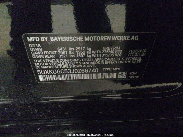 2018 BMW X6, VIN: 5UXKU6C53J0Z66740
