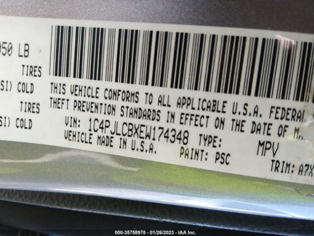 1C4PJLCBXEW174348 Jeep Cherokee Latitude