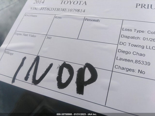 Toyota Prius C One/three/two/four 2014 JTDKDTB38E1079814 Image 7
