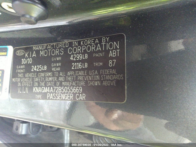 KIA Optima 2011 KNAGM4A72B5055669 Image 10