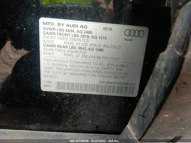 WA1BNAFY2K2091612 Audi Q5 Premium Plus