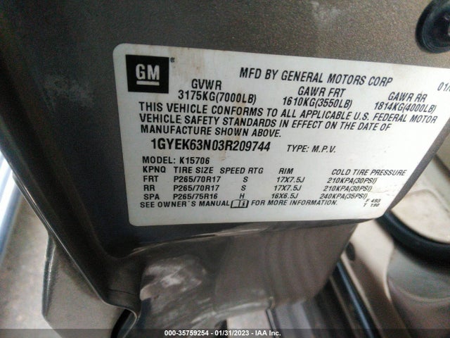 Cadillac Escalade 2003 1GYEK63N03R209744 Image 11