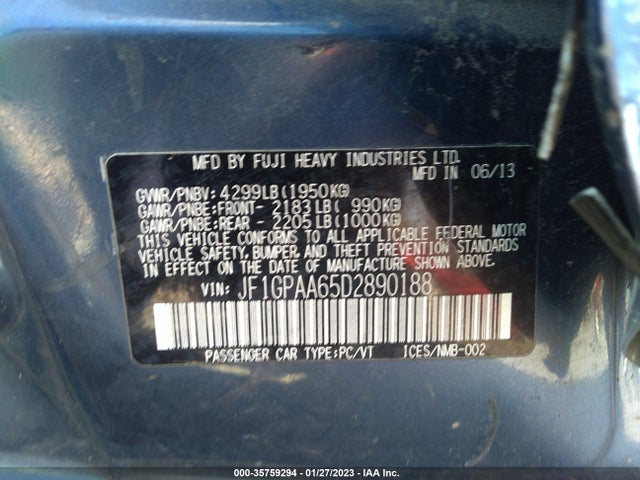 Subaru Impreza Wagon 2.0i 2013 JF1GPAA65D2890188 Image 9