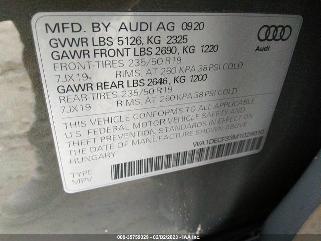 WA1DECF33M1029010 Audi Q3 S Line Premium