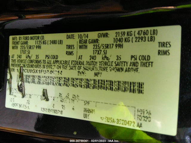 Ford ESCAPE SE 2015 1FMCU9GX1FUA46314 Image 10