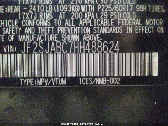 2017 Subaru Forester, VIN: JF2SJABC7HH488624