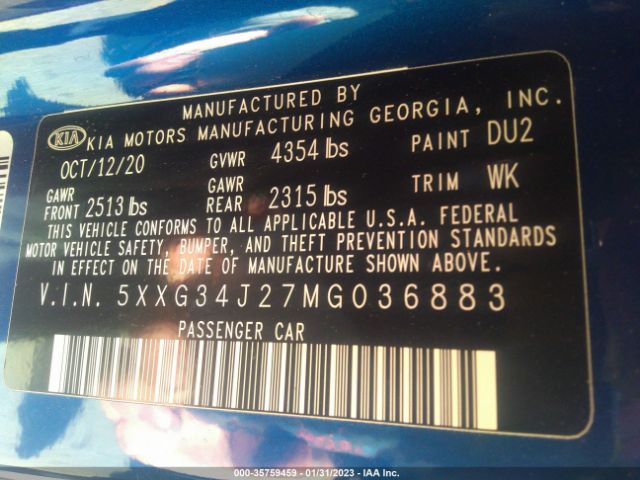 5XXG34J27MG036883 KIA K5 EX