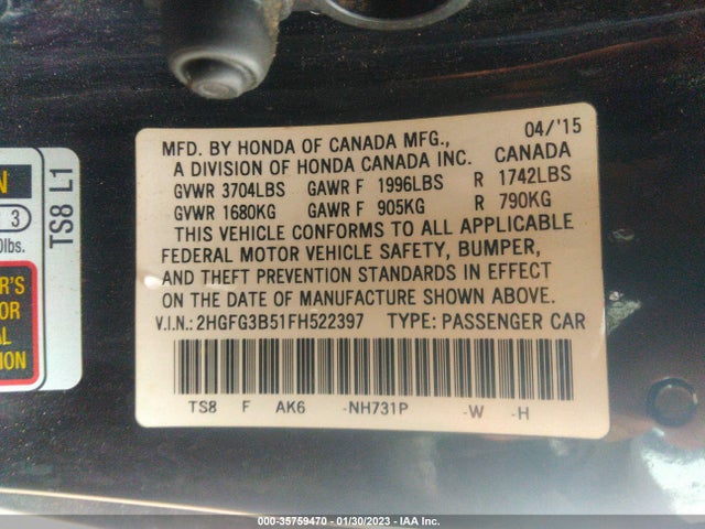 Honda Civic Coupe Lx 2015 2HGFG3B51FH522397 Image 9