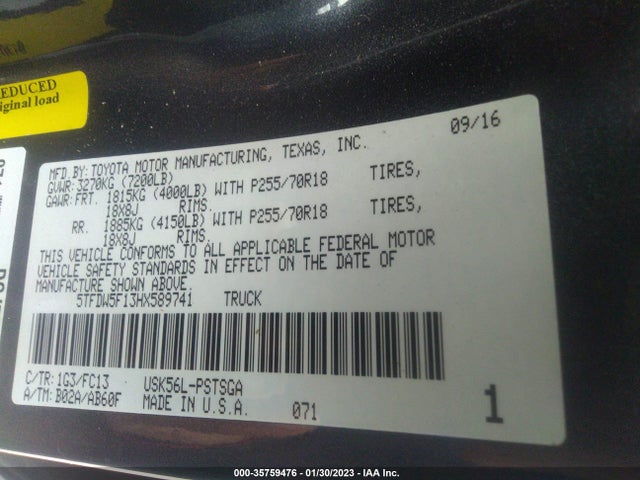 2017 Toyota Tundra, VIN: 5TFDW5F13HX589741